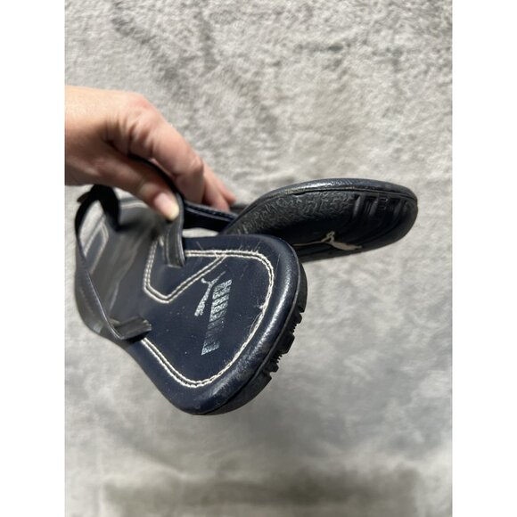 Men’s Puma Men’s 12 Navy Blue Shoes Logo Flip Flops Leather Sandals Summer - Picture 5 of 7